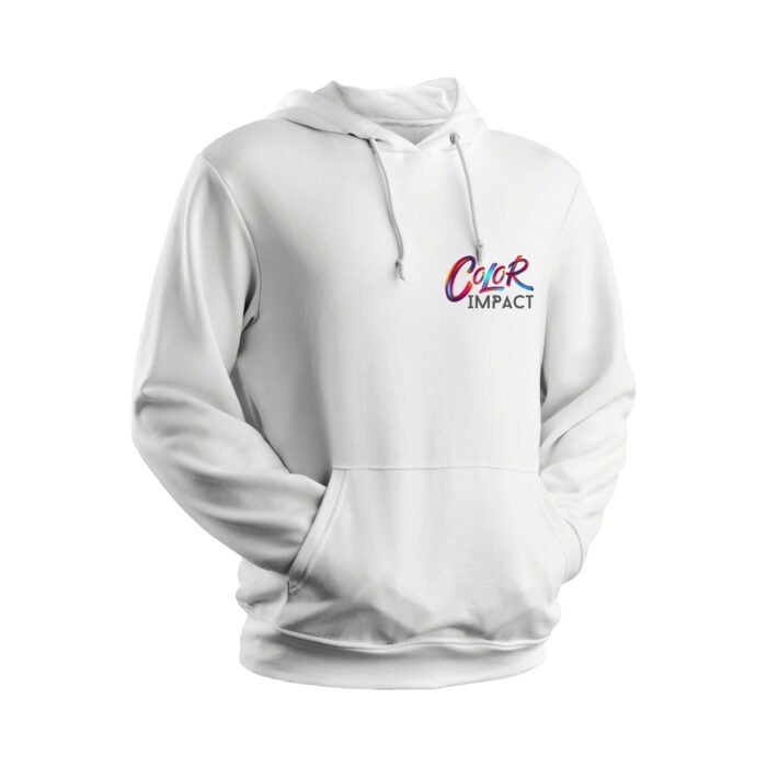 Company Logo Printed White Hoodie