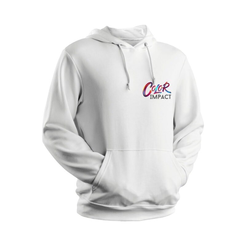 Company Logo Printed White Hoodie