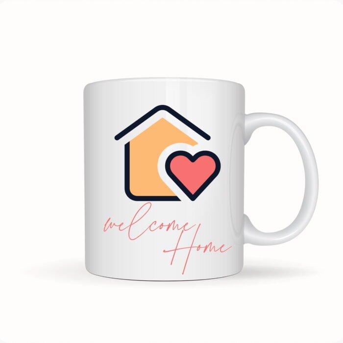 White Printed Welcome Home Coffee Mug