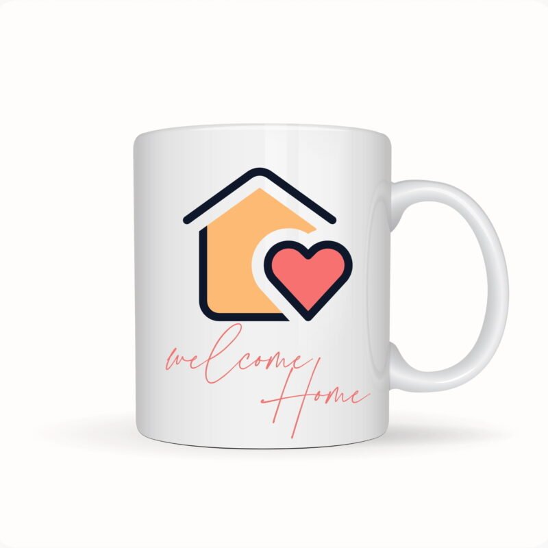 White Printed Welcome Home Coffee Mug