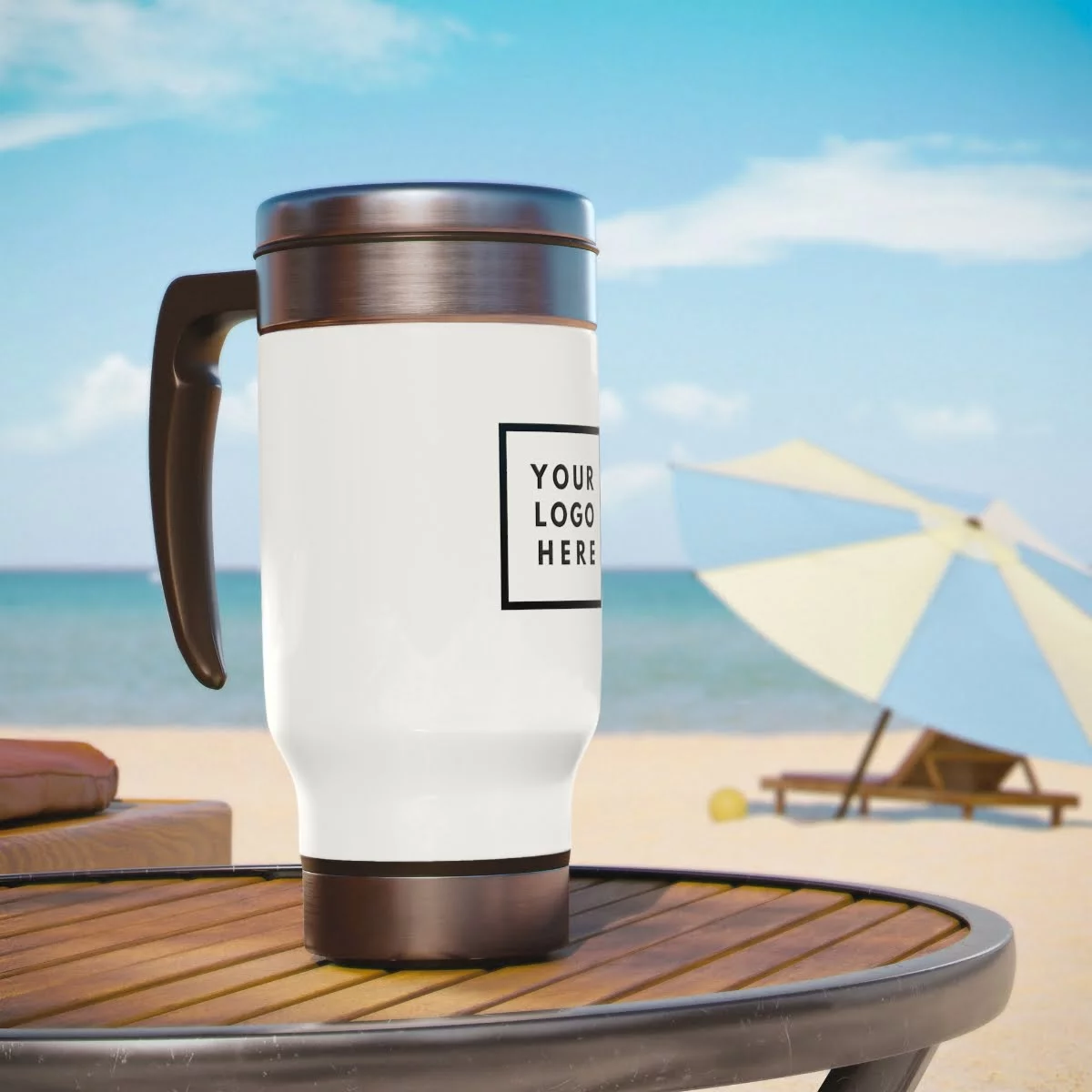 Logo Stainless Steel Travel Mug with Handle, 14oz - Image 6
