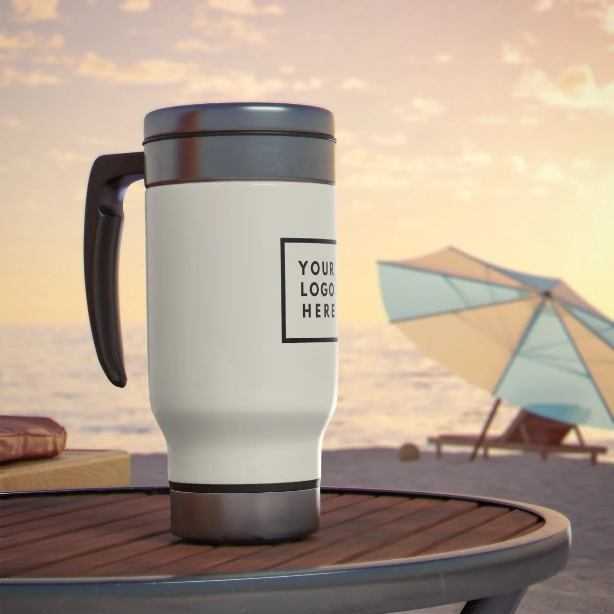 Logo Stainless Steel Travel Mug with Handle, 14oz - Image 7